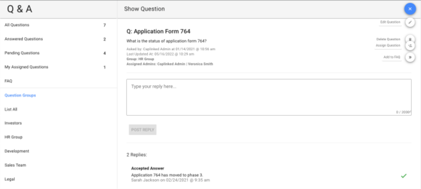 Built-In Q&A Software in Virtual Data Room | Caplinked